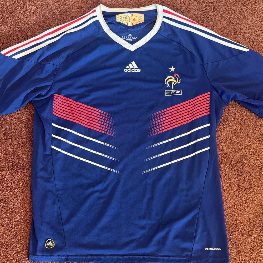 Adidas French National 2010 Blue and Red Soccer Jersey - France 🇫🇷
